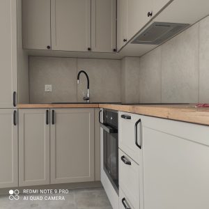 kuchnia w odcieniach szarosci, minimalizm